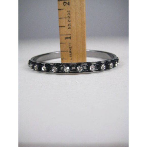 Modern Punk Rhinestone Bracelet Black Jewelry Beaded Metal Statement Bangle - Picture 2 of 5